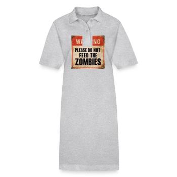 Warnung Zombies nicht füttern Warnschild - Stanley/Stella Frauen Bio-Polokleid PAIGER - Grau meliert - Vorne