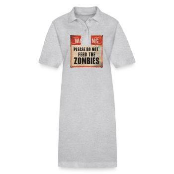 Warnung Zombies nicht füttern Warnschild - Stanley/Stella Frauen Bio-Polokleid PAIGER - Grau meliert - Vorne