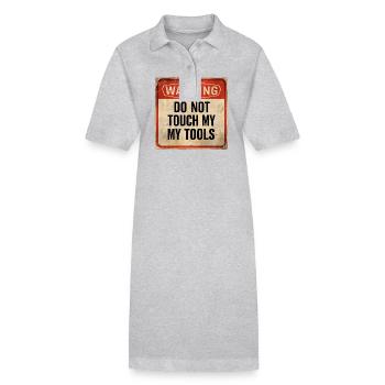 Avertissement Ne touchez pas à mes outils Signe d’avertissement amusant - Robe polo bio PAIGER Stanley/Stella Femme - gris chiné - Devant