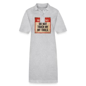 Avertissement Ne touchez pas à mes outils Signe d’avertissement amusant - Robe polo bio PAIGER Stanley/Stella Femme - gris chiné - Devant