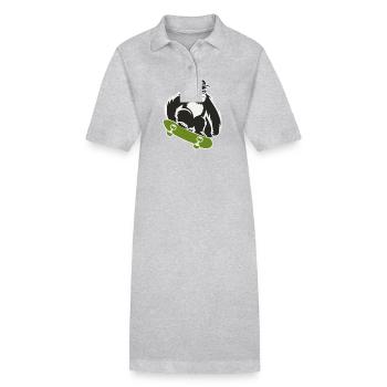 Skateboard Skateboarder Skater Gorilla Affe Tier - Stanley/Stella Frauen Bio-Polokleid PAIGER - Grau meliert - Vorne