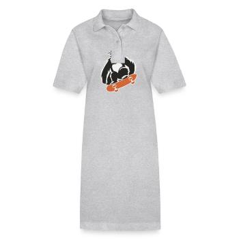 Skateboard Skateboarder Skater Gorilla Affe Tier - Stanley/Stella Frauen Bio-Polokleid PAIGER - Grau meliert - Vorne