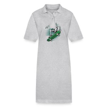 Skelett Totenkopf Skateboarder Skater - Stanley/Stella Frauen Bio-Polokleid PAIGER - Grau meliert - Vorne