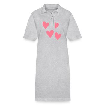 rosa herzen herz muster symbol liebe - Stanley/Stella Frauen Bio-Polokleid PAIGER - Grau meliert - Vorne