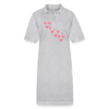 muster herzen rosa herz symbol liebe - Stanley/Stella Frauen Bio-Polokleid PAIGER - Grau meliert - Vorne