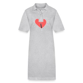 herz gebrochen schmerzen schmerz rot - Stanley/Stella Frauen Bio-Polokleid PAIGER - Grau meliert - Vorne