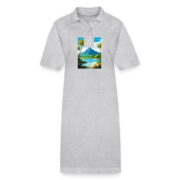 Bora Französisch-Polynesien Vintage Reiseposter - Stanley/Stella Frauen Bio-Polokleid PAIGER - Grau meliert - Vorne