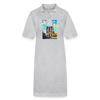 Notre Dame France Vintage Poster Souvenir de Voyage - Robe polo bio PAIGER Stanley/Stella Femme - gris chiné - Devant
