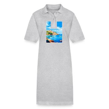 Balearen Spanien Vintage Reiseplakat WPA - Stanley/Stella Frauen Bio-Polokleid PAIGER - Grau meliert - Vorne