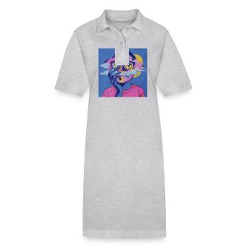 Visage psychédélique - Robe polo bio PAIGER Stanley/Stella Femme - gris chiné - Devant