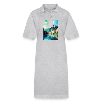 Salzburg Austria Vintage Travel Poster Souvenir - Stanley/Stella PAIGER Organic Women’s Polo Dress - heather grey - Front