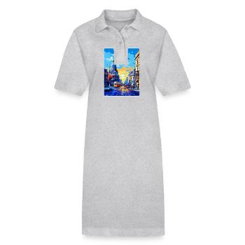 Bukarest Rumänien Vintage Reiseplakat Souvenir - Stanley/Stella Frauen Bio-Polokleid PAIGER - Grau meliert - Vorne