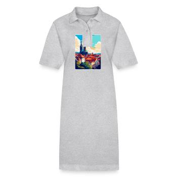 Brünn Tschechische Republik Vintage Reiseplakat Souvenir - Stanley/Stella Frauen Bio-Polokleid PAIGER - Grau meliert - Vorne