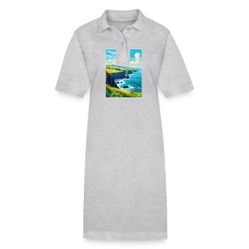 Péninsule de Dingle Irlande Royaume-Uni Affiche de voyage vintage - Robe polo bio PAIGER Stanley/Stella Femme - gris chiné - Devant