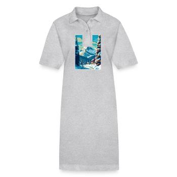 Zermatt Switzerland Vintage Travel Poster Souvenir - Stanley/Stella PAIGER Organic Women’s Polo Dress - heather grey - Front