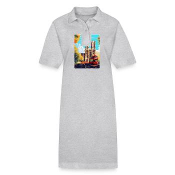 Abbaye de Westminster Londres Angleterre Royaume-Uni Affiche de voyage - Robe polo bio PAIGER Stanley/Stella Femme - gris chiné - Devant