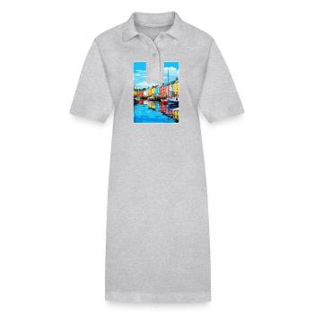 Plymouth England Uk Vintage Reiseplakat Souvenir - Stanley/Stella Frauen Bio-Polokleid PAIGER - Grau meliert - Vorne