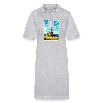 Plymouth England Uk Vintage Reiseplakat Souvenir - Stanley/Stella Frauen Bio-Polokleid PAIGER - Grau meliert - Vorne