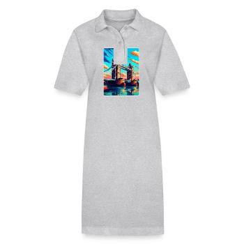 Tower Bridge England Uk Vintage Reiseposter WPA - Stanley/Stella Frauen Bio-Polokleid PAIGER - Grau meliert - Vorne