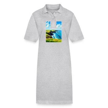 Péninsule de lézard, Cornouailles, Angleterre, Royaume-Uni, Affiche de voyage - Robe polo bio PAIGER Stanley/Stella Femme - gris chiné - Devant