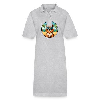 Ingwer Langhaar Katze Rasse Cartoon Sonnenbrille Strand - Stanley/Stella Frauen Bio-Polokleid PAIGER - Grau meliert - Vorne
