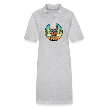 Australian Silky Terrier Chien Race Cartoon Beach - Robe polo bio PAIGER Stanley/Stella Femme - gris chiné - Devant