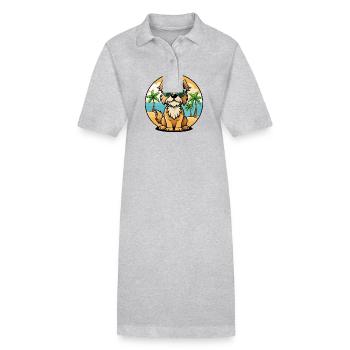 Briquet Griffon Vendeen Race de chien Cartoon Beach - Robe polo bio PAIGER Stanley/Stella Femme - gris chiné - Devant