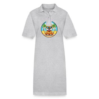 Chinese Imperial Dog Breed Cartoon Sunglass Beach - Stanley/Stella PAIGER Organic Women’s Polo Dress - heather grey - Front