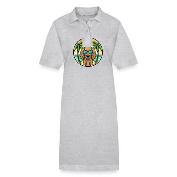 Curly Coated Retriever Dog Breed Cartoon Beach - Stanley/Stella PAIGER Organic Women’s Polo Dress - heather grey - Front