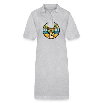 Serbischer dreifarbiger Laufhund Rasse Cartoon Strand - Stanley/Stella Frauen Bio-Polokleid PAIGER - Grau meliert - Vorne