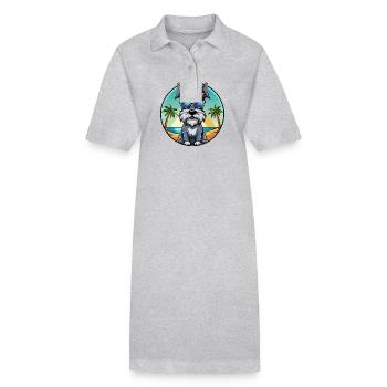 Standard Schnauzer Dog Breed Cartoon Sunglasses - Stanley/Stella PAIGER Organic Women’s Polo Dress - heather grey - Front