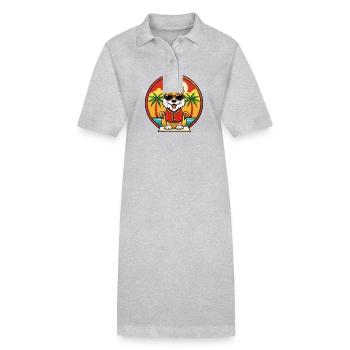 Chinese Imperial Dog Breed Cartoon Sunglass Beach - Stanley/Stella PAIGER Organic Women’s Polo Dress - heather grey - Front