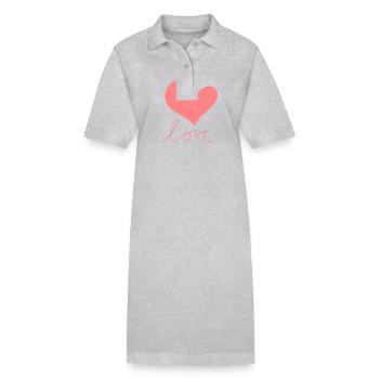 rosa herz liebe symbol - Stanley/Stella Frauen Bio-Polokleid PAIGER - Grau meliert - Vorne