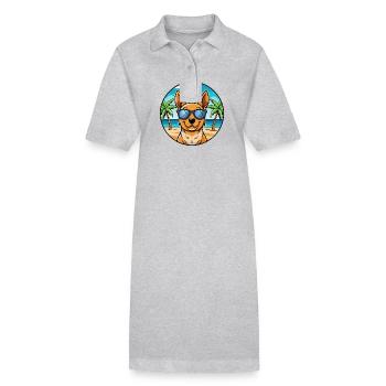 Lancashire Heeler Chien Race Dessin Animé Lunettes De Soleil Plage - Robe polo bio PAIGER Stanley/Stella Femme - gris chiné - Devant
