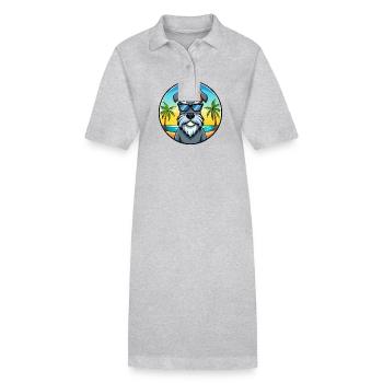 Standard Schnauzer Dog Breed Cartoon Sunglasses - Stanley/Stella PAIGER Organic Women’s Polo Dress - heather grey - Front