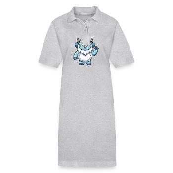 Yeti Lustige Zeichentrickfigur Kopfhörer Musik - Stanley/Stella Frauen Bio-Polokleid PAIGER - Grau meliert - Vorne
