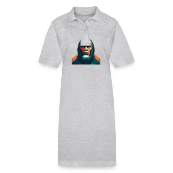 Big Foot Cartoon Character Colorful Pet Animal - Stanley/Stella PAIGER Organic Women’s Polo Dress - heather grey - Front