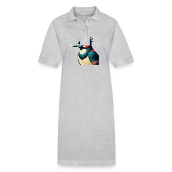 Blauhäher Zeichentrickfigur Buntes Haustier Tier - Stanley/Stella Frauen Bio-Polokleid PAIGER - Grau meliert - Vorne