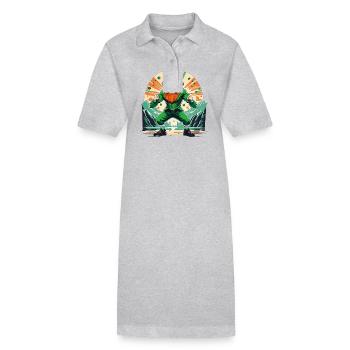 St. Patrick's Day Kleeblatt Kobold - Stanley/Stella Frauen Bio-Polokleid PAIGER - Grau meliert - Vorne
