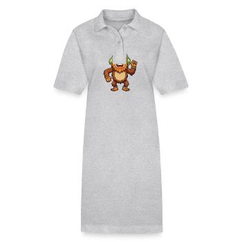 Big Foot Funny Cartoon Character Headphone Music - Stanley/Stella PAIGER Organic Women’s Polo Dress - heather grey - Front