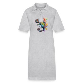 Chamäleon Chamäleons Reptilien - Stanley/Stella Frauen Bio-Polokleid PAIGER - Grau meliert - Vorne