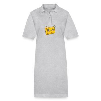 Lachender Käseblock Cartoon Stil - Stanley/Stella Frauen Bio-Polokleid PAIGER - Grau meliert - Vorne