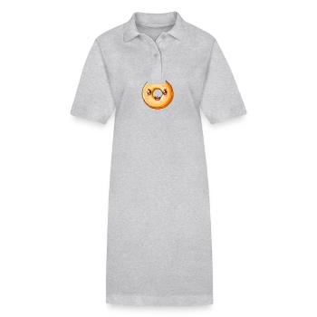 Glänzender Glasierte Donut Cartoon - Zucker-Rausch - Stanley/Stella Frauen Bio-Polokleid PAIGER - Grau meliert - Vorne