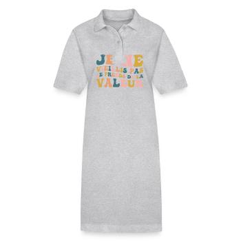 Ich werde nicht alt, ich steigere meinen Wert - Stanley/Stella Frauen Bio-Polokleid PAIGER - Grau meliert - Vorne