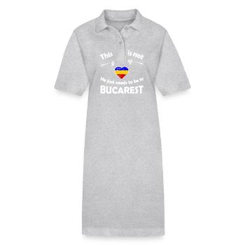 La patrie Bucarest - Robe polo bio PAIGER Stanley/Stella Femme - gris chiné - Devant