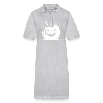 Lanterne citrouille souriante maléfique avec un regard méchant - Robe polo bio PAIGER Stanley/Stella Femme - gris chiné - Devant