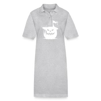 Drôle magique Halloween citrouille lanterne avec chapeau - Robe polo bio PAIGER Stanley/Stella Femme - gris chiné - Devant