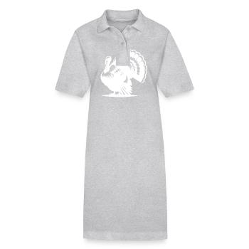 Drôle de volaille, dinde, plumage énorme - Robe polo bio PAIGER Stanley/Stella Femme - gris chiné - Devant