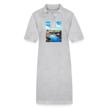 Bude Cornwall England Reiseposter Souvenir WPA - Stanley/Stella Frauen Bio-Polokleid PAIGER - Grau meliert - Vorne