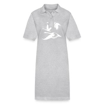 Elegante Höckerschwan Schwarm Schwanenvögel - Stanley/Stella Frauen Bio-Polokleid PAIGER - Grau meliert - Vorne